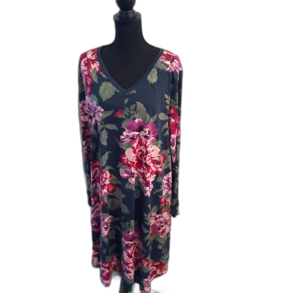Plus 2XL Long Sleeved Floral Print Soft Dress Womens LuLaRoe